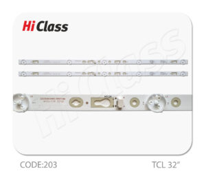 بک لایت تلویزیون تی سی ال 32 اینچ  "TCL32 تعداد خط: دست کامل شامل 2 شاخه 5 ال ای دی ابعاد: طول شاخه 56 سانتی متر نوع LED : ولتاژ 6 ولت (6V) 